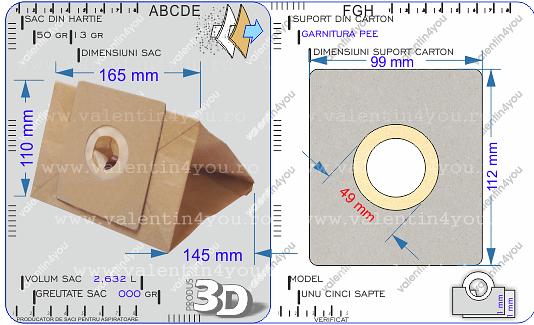 Detalii Sac pentru aspirator - Model 157