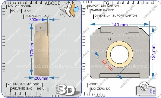 Detalii Sac pentru aspirator - Model 202