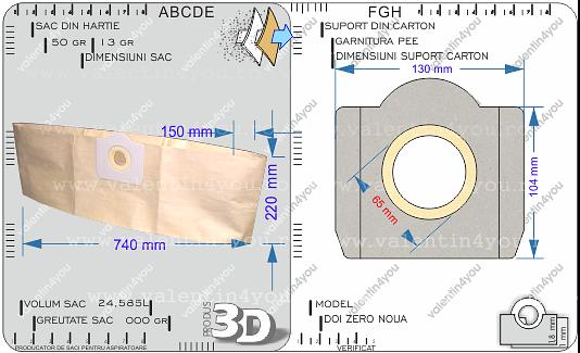 Detalii Sac pentru aspirator - Model 209