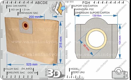 Detalii Sac pentru aspirator - Model 212
