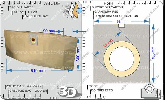 Detalii Sac pentru aspirator - Model 230