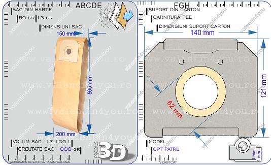 Detalii Sac pentru aspirator - Model 84